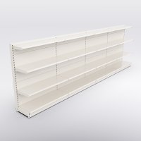Butiksreol 4 fag enkeltsidet med 3 metalhylder