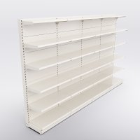 Butiksreol 4 fag enkeltsidet med 5 metalhylder