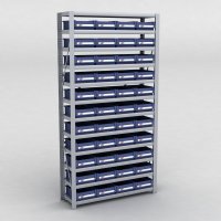 Arkivhylla med 44 plastldor D:30 cm