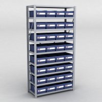 Arkivhylla med 32 plastldor D:40 cm