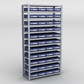 Arkivhylla med 44 plastldor D:40 cm