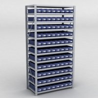 Arkivhylla med 88 plastldor D:50 cm