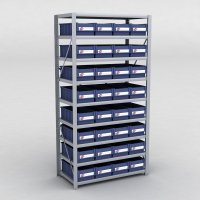 Arkivhylla med 32 plastldor D:50 cm