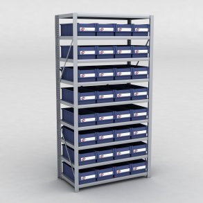 Arkivhylla med 32 plastldor D:50 cm