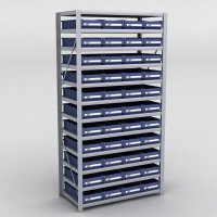 Arkivhylla med 44 plastldor D:50 cm