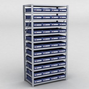 Arkivhylla med 44 plastldor D:50 cm