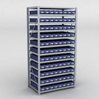 Arkivhylla med 88 plastldor D:60 cm