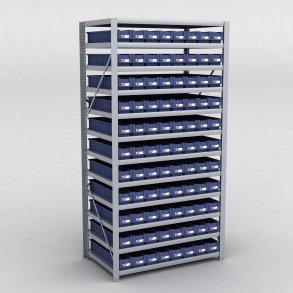 Arkivhylla med 88 plastldor D:60 cm