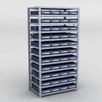 Arkivhylla med 44 plastldor D:60 cm