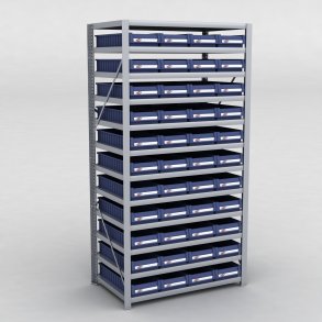 Arkivhylla med 44 plastldor D:60 cm