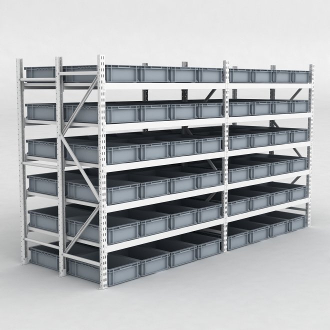 Lagerhylla inkl. 96 grtt plastldor