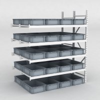 Storfagsreol Tilbygningsfag med 40 gr plastkasser