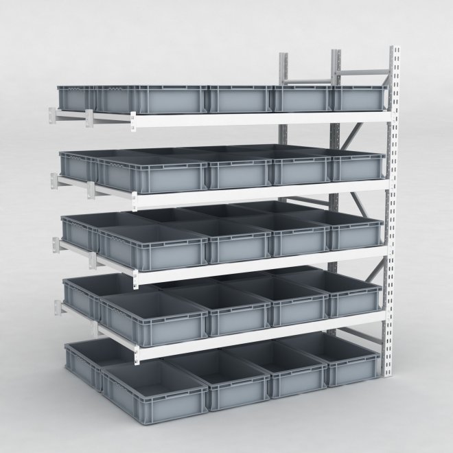 Storfagsreol Tilbygningsfag med 40 gr plastkasser
