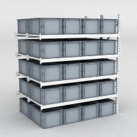 Storfagsreol Tilbygningsfag med 40 gr plastkasser