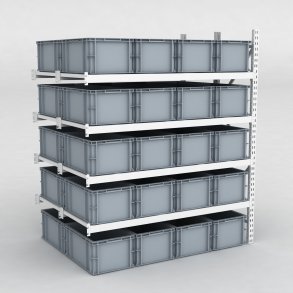 Grofachregal Anbaufeld mit 40 Kunststoffboxen in Grau