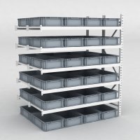 Storfagsreol Tilbygningsfag med 48 gr plastkasser