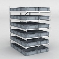 Storfagsreol Tilbygningsfag med 48 gr plastkasser