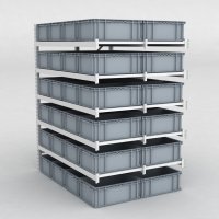 Storfagsreol Tilbygningsfag med 48 gr plastkasser