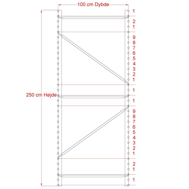 Lagerregal 1 Feld mit 4 Bden