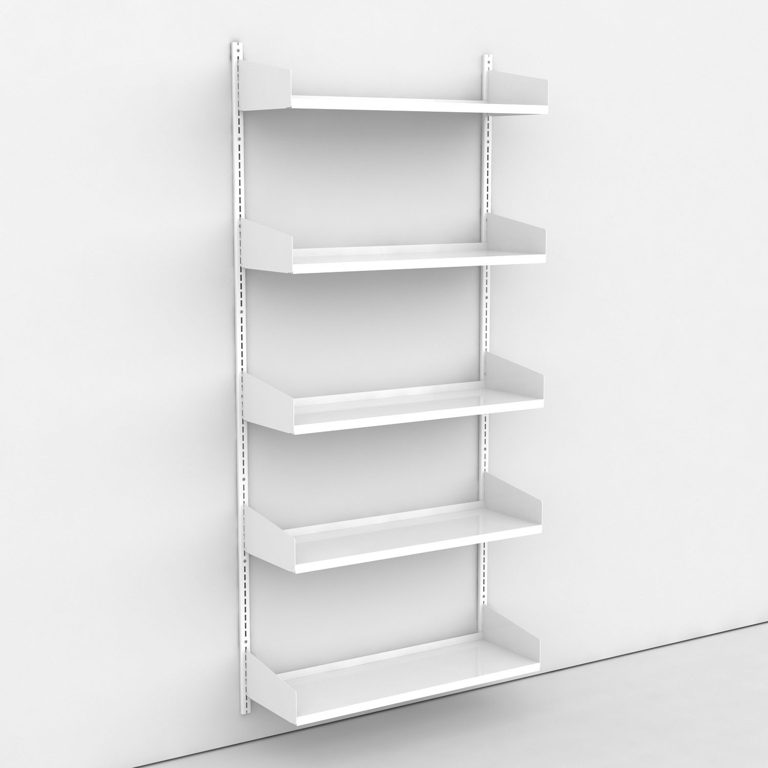  Vägghängd hylla med 1 fack med 5 hyllplan| H: 200 x L: 93 x D: 30 cm