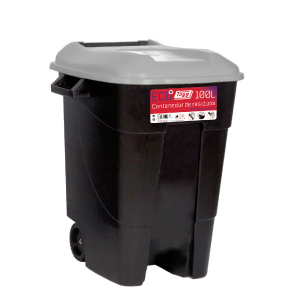  Avfallsbehållare 100 liter i svart m. Gråt Lock