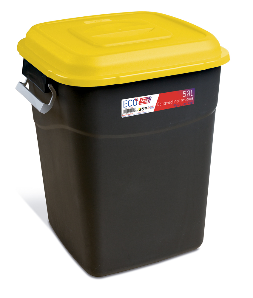  Avfallsbehållare 50 liter i svart m. Gult Lock