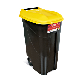  Avfallsbehållare 80 liter i svart m. Gult Lock