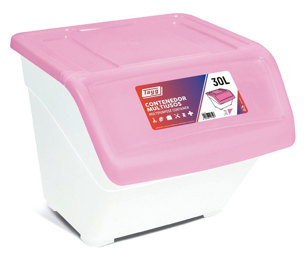  Plastlåda Multi 30 liter Vit / rosa