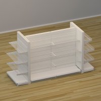 Butiksreol 4 sidet med trdhylder og rillepanel