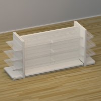 Butiksreol 4 sidet med trdhylder og rillepanel