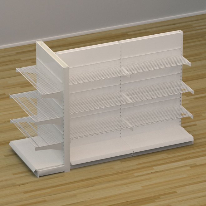 Butiksreol 3-sidet med trdhylder