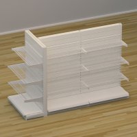 Butiksreol 3-sidet med trdhylder og rillepanel