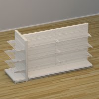 Butiksreol 3-sidet med rillepanel og trdhylder