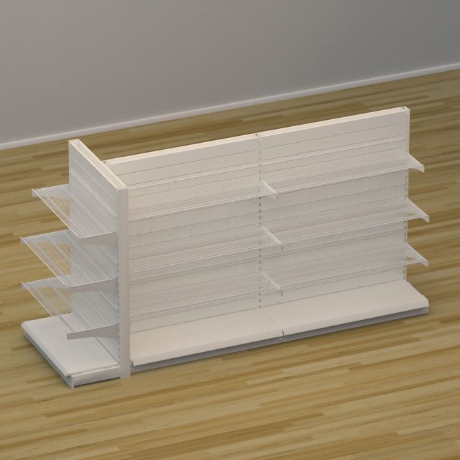 Butiksreol 3-sidet med rillepanel og trdhylder