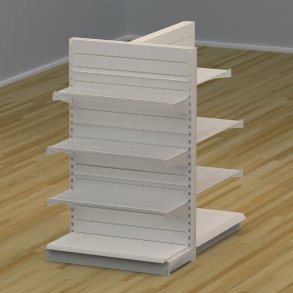 Butiksreol 3-sidet med trdhylder og rillepanel