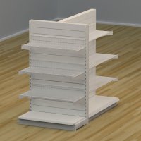 Butiksreol 3-sidet med trdhylder og rillepanel