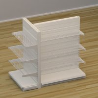 Butiksreol 3-sidet med trdhylder og rillepanel