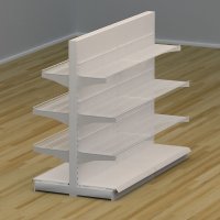 Butiksreol dobbeltsidet med trdhylder