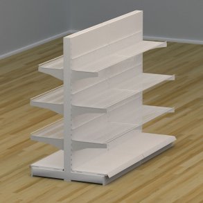 Butiksreol dobbeltsidet med trdhylder