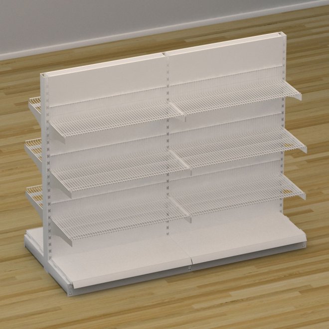 Butiksreol dobbeltsidet med trdhylder