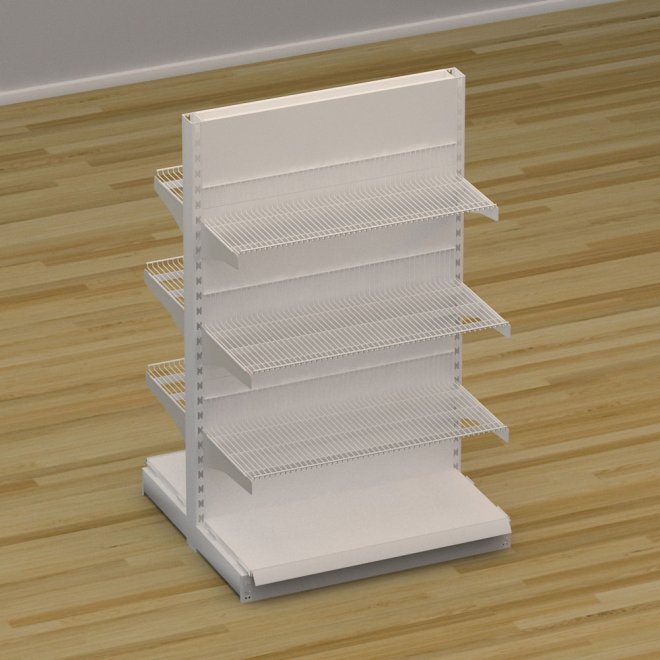 Butiksreol dobbeltsidet med trdhylder