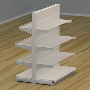 Butiksreol dobbeltsidet med trdhylder