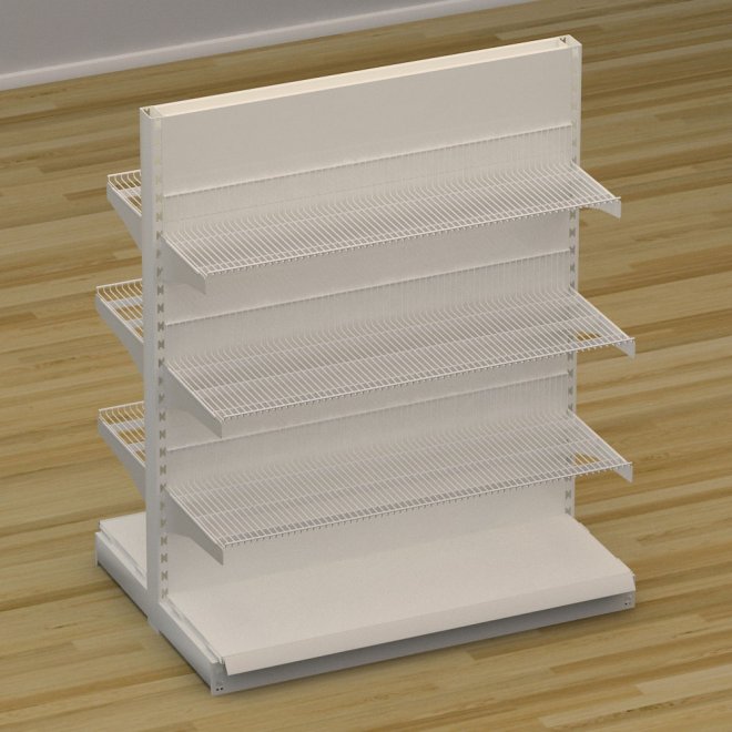 Butiksreol dobbeltsidet med trdhylder