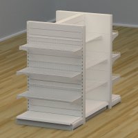 Butiksreol 4-sidet med trdhylder og rillepanel