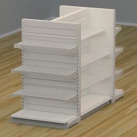 Butiksreol 4 sidet med trdhylder og rillepanel