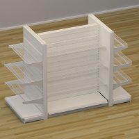 Butiksreol 4 sidet med trdhylder og rillepanel