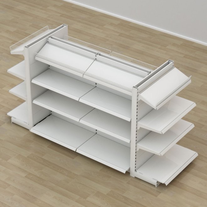 Butiksreol 4-sidet med metalhylder