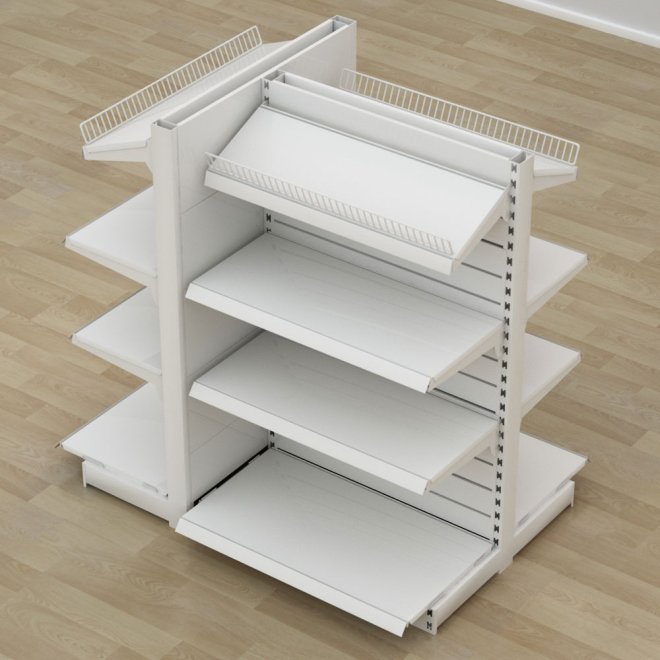 Butiksreol 3-sidet med rillepanel