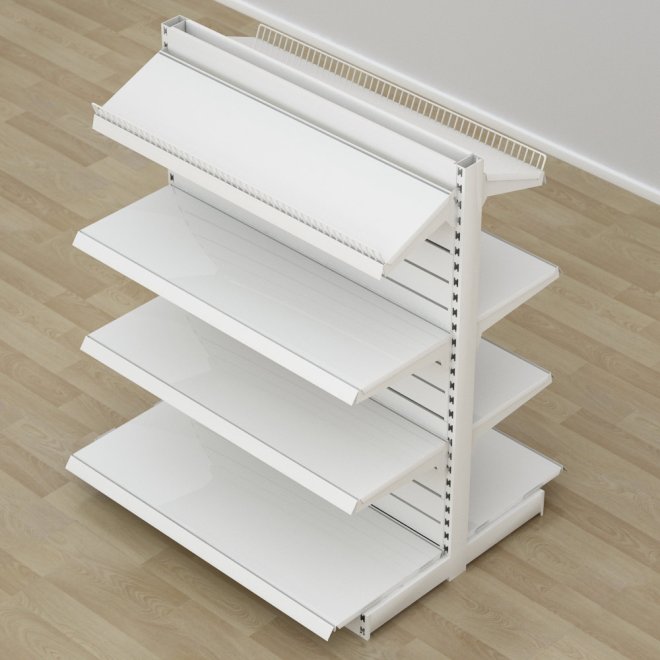 Butiksreol dobbeltsidet med rillepanel