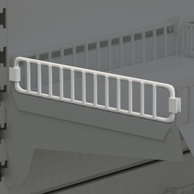 Hyldeafslutning til metalhylde i trd